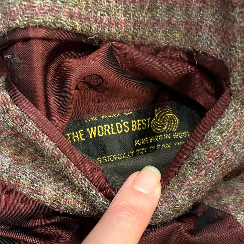 Christian Dior Vintage Men's Purple/Brown Houndstooth Blazer Size 42 Virgin Wool - Picture 3 of 8